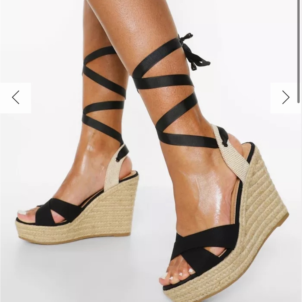 Boohoo Ankle Tie Up Wedges
